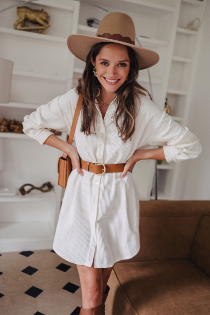 ROBE LISON VELOURS ÉCRU
