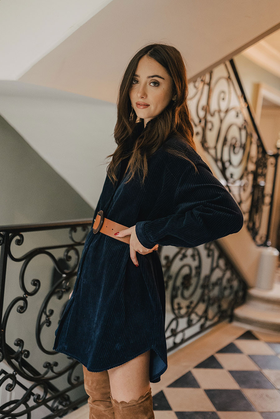 Robe lison velours marine