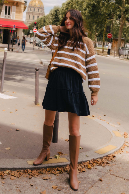 PULL CISTE CAMEL ECRU