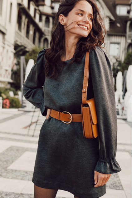 ROBE TESS GRIS CHINÉ