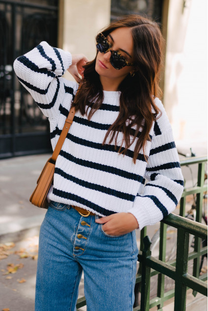 PULL CISTE ECRU MARINE