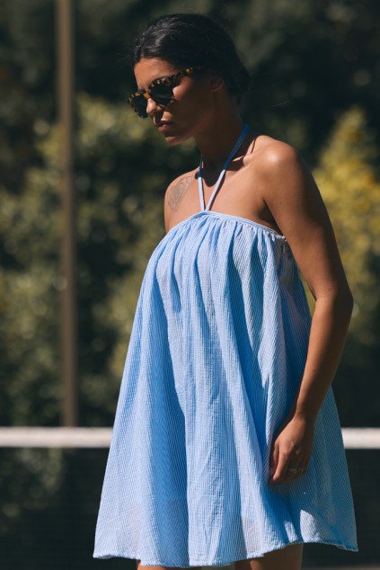 ROBE NANETTE FAUX UNIS AZUR