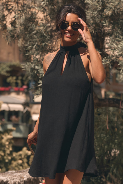 ROBE OLGA LIN VISCOSE NOIR