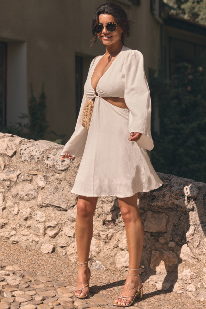 ROBE ORIA LIN VISCOSE BLANC