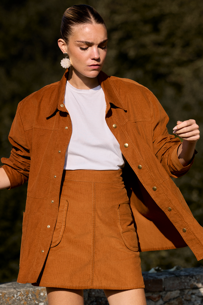Jupe noela velours caramel