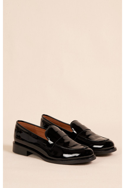 MOCASSINS VERNIS AMBER NOIR