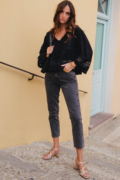 BLOUSE AMY LIN VISCOSE NOIR