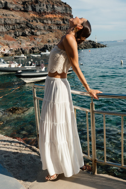 JUPE JASMINA LIN VISCOSE BLANC