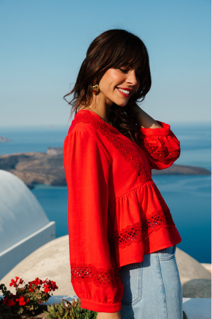 BLOUSE AMY LIN VISCOSE ROUGE