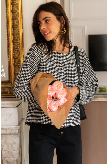 BLOUSE BALTHAZAR PIED DE POULE
