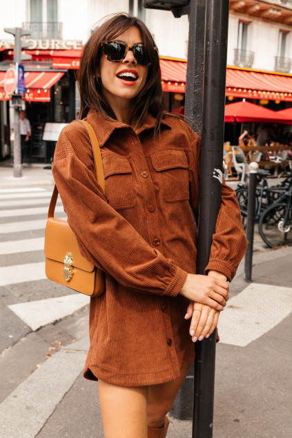ROBE ROMUALD VELOUTE CAMEL