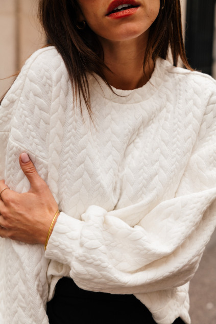 SWEAT BALTIMORE CABLY BLANC