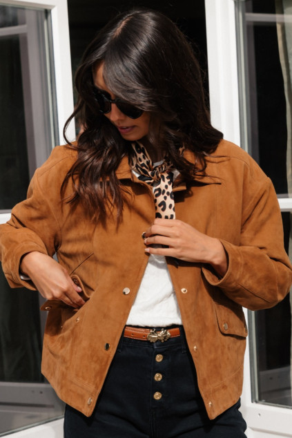 VESTE LEON DAIM MARRON