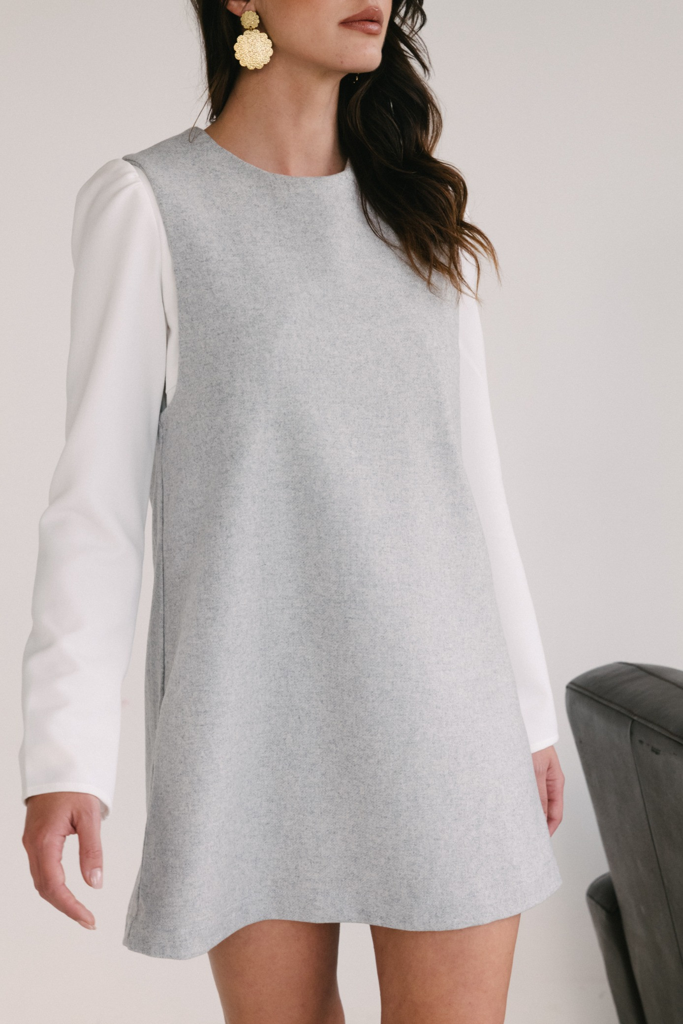 Robe romine laine grise