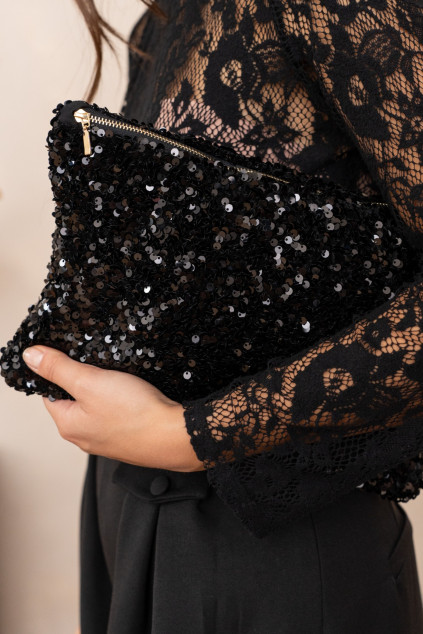 POCHETTE ANISSA PAILLETTE NOIR