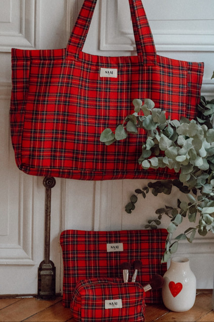 TOTE BAG ARISTIDE TARTAN ROUGE