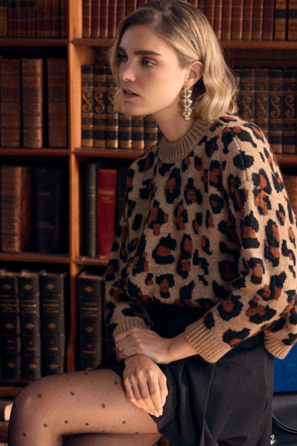PULL MOA MAILLE LEOPARD