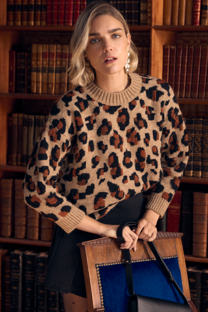 PULL MOA MAILLE LEOPARD