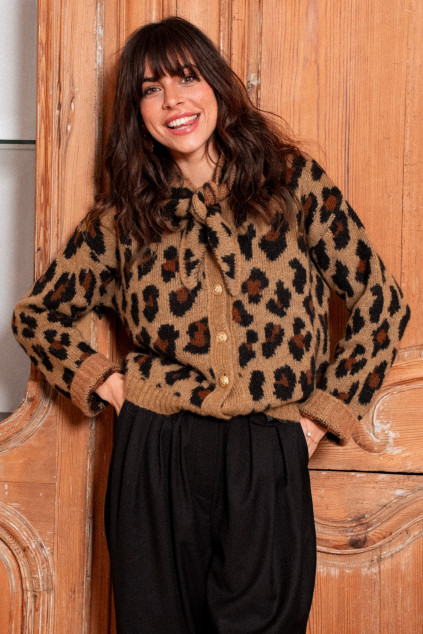 GILET LEONA MAILLE LEOPARD