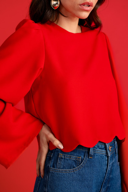 BLOUSE BOXELLA CREPE ROUGE