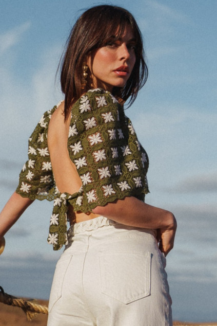 BLOUSE BONHEUR COTON KAKI