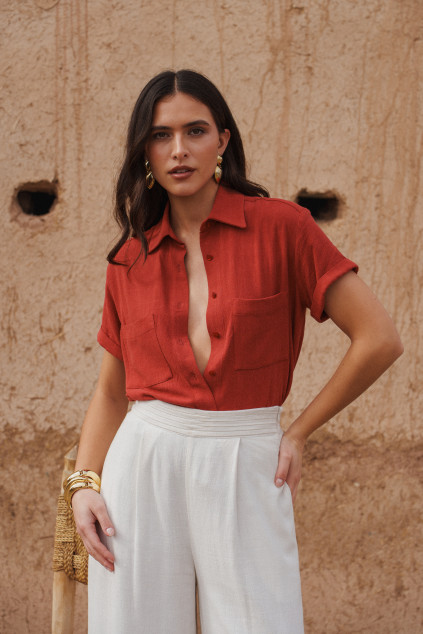 CHEMISE MARCO LINO TERRACOTTA
