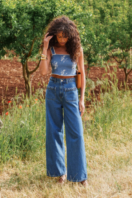 TOP BURGA BRODERIE BLEU