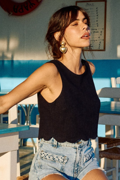 TOP BOXY LINO NOIR