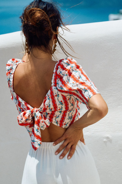 BLOUSE BRUNE IMPRIME...
