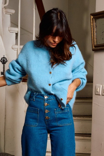 GILET ALEXIS MAILLE BLEU