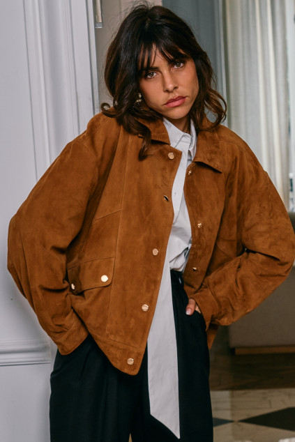 VESTE LEON DAIM MARRON
