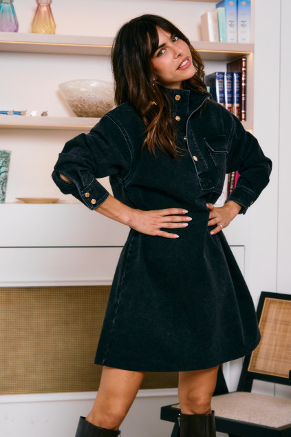 ROBE RAYANE DENIM NOIR